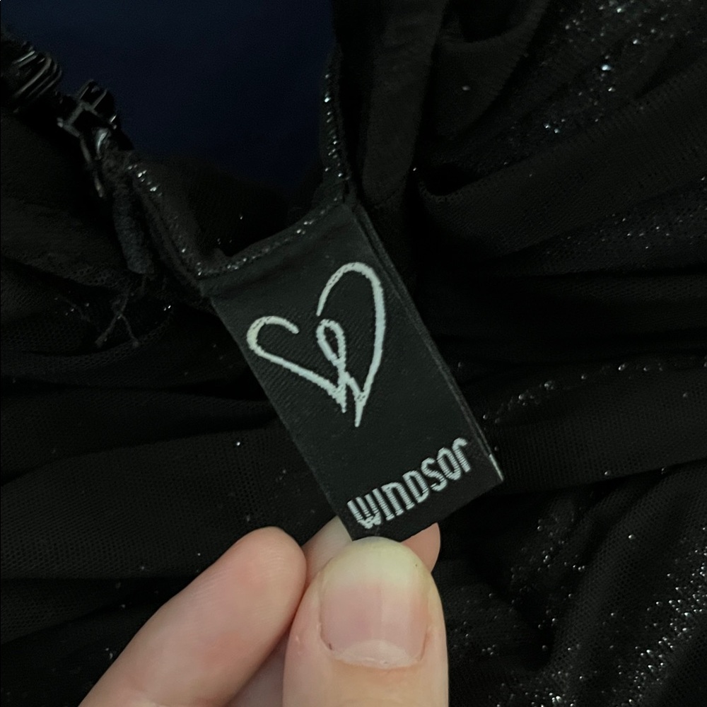 Windsor Black Sparkle Dress with Spaghetti Straps - Picture 2 of 4